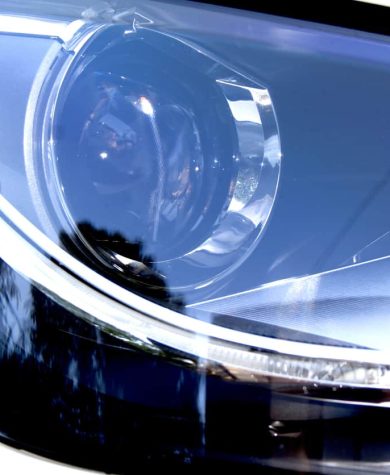 extrene abstract close up of vehicles front head lamp